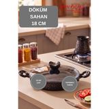 EVREN MUTFAK 18 cm Cream Granit Döküm Kapaklı Sahan Tava, Döküm Yumurta Omlet Tavası 18 cm - Krem