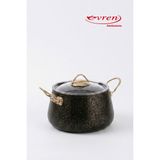 EVREN MUTFAK 18 cm Gold Stone Bakraç Derin Tencere 3,2 Lt (Gold Çelik Kulplu) - Siyah