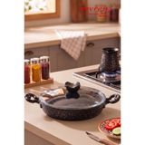 EVREN MUTFAK 18 cm Gold Stone Granit Döküm Kapaklı Sahan Tava, Döküm Yumurta Omlet Tavası 18 cm - Siyah