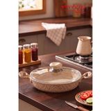 EVREN MUTFAK 20cm Cream Granit Döküm Kapaklı Sahan Tava, Döküm Yumurta Omlet Tavası 20 cm - Krem