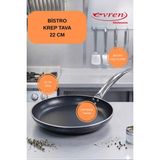 EVREN MUTFAK 22 cm Bistro Krep Tava, Horeca Non-Stick Krep Tavası 22 cm - Siyah