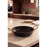 EVREN MUTFAK 22 cm Gold Stone Granit Pırlanta Sahan, Non-Stick Yumurta Omlet Tavası 22 cm (Çelik Kulp) - Siyah