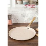 EVREN MUTFAK 24 cm Cream(Krem) Kısa Kenarlı Krep Tava, Non-Stick Krep Omlet Tavası (Boru Kulp)