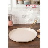 EVREN MUTFAK 24 cm Cream(Krem) Kısa Kenarlı Krep Tava, Non-Stick Krep Omlet Tavası (Çelik Çubuk Kulp)