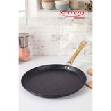 EVREN MUTFAK 24 cm Gold Stone Kısa Kenarlı Krep Tava, Non-Stick Krep Omlet Tavası (Boru Kulp) - Siyah