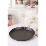 EVREN MUTFAK 24 cm Gold Stone Kısa Kenarlı Krep Tava, Non-Stick Krep Omlet Tavası (Çelik Çubuk Kulp) - Siyah