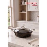 EVREN MUTFAK 24 cm Goldstone Pırlanta Seri Granit Basık Tencere, Non-Stick Pilav Karnıyarık Tenceresi 2,5 Lt (Indüksiyon Ocağa Uyumlu) - Siyah