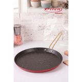 EVREN MUTFAK 26 cm Kırmızı Kısa Kenarlı Krep Tava, Non-Stick Krep Omlet Tavası (Çelik Çubuk Kulp)