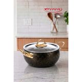 EVREN MUTFAK 28 cm Goldstone Granit Güveç Derin Tencere 5,9 Lt (Gold Çelik Kulplu) - Siyah