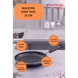 EVREN MUTFAK 28 cm Maestro Krep Tava, Horeca Non-Stick Krep Tavası 28 cm - Siyah