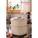 EVREN MUTFAK 3 Parça Cream(Krem) 22 cm Süzgeçli Kuskus Tencere Seti 4,6 Lt