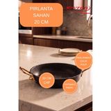 EVREN MUTFAK 3 Parça Gold Stone Granit Pırlanta Sahan Seti, 18-20-22 cm Yumurta Omlet Tavası 3'lü Set - Siyah