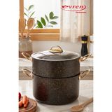 EVREN MUTFAK 3 Parça Gold Stone(Siyah) 22 cm Süzgeçli Kuskus Tencere Seti 4,6 Lt