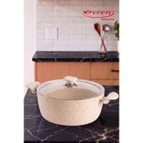 EVREN MUTFAK 30 cm Cream(Krem) Ezme Seri Derin Tencere 7 Lt, Non-Stick Derin Tencere (Bakalit Kulplu)