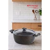 EVREN MUTFAK 30 cm Gold Stone(Siyah) Ezme Seri Derin Tencere 7 Lt, Non-Stick Derin Tencere (Bakalit Kulplu)