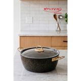 EVREN MUTFAK 30 cm Goldstone Ezme Seri Derin Tencere,non-Stick 7 Lt (Gold Çelik Kulp). - Siyah