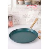 EVREN MUTFAK 30 cm Yeşil Kısa Kenarlı Krep Tava, Non-Stick Krep Omlet Tavası (Boru Kulp)