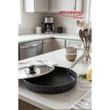 EVREN MUTFAK 32 cm Gold Stone Balık Tavası, Yufka Börek Bazlama Balık Kızartma Tavası Non-Stick Yapışmaz Taban - Siyah