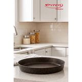 EVREN MUTFAK 32 cm Gold Stone Pırlanta Yuvarlak Fırın Tepsisi 3,6 Lt, Yapışmaz Taban Fırın Börek Tepsi 32 CM - Siyah