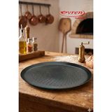 EVREN MUTFAK 34 cm Delikli Pizza Tepsisi, Pizza Lahmacun Pide Gözleme Bazlama Tavası Non-Stick Yapışmaz Taban - Siyah