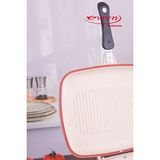 EVREN MUTFAK 36 cm Cream Ikiz Grill Tava, Çift Taraflı Izgara Grill Pan - 34 - Krem