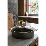 EVREN MUTFAK 36 cm Gold Stone Maksi Basık Granit Tencere, Non-Stick Pilav Karnıyarık Kavurmalık Tenceresi 8 Lt - Siyah