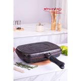 EVREN MUTFAK 36 cm Goldstone Ikiz Grill Tava, Çift Taraflı Izgara Grill Pan - Siyah