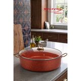 EVREN MUTFAK 36 cm Red(Kırmızı) Maksi Basık Granit Tencere, Non-Stick Pilav Karnıyarık Kavurmalık Tenceresi 8 Lt