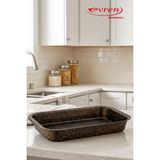 EVREN MUTFAK 36x21 cm Gold Stone Dikdörtgen Fırın Tepsisi 3 Lt, Yapışmaz Taban Fırın Börek Tepsi 36x21 CM - 36 x 21 cm - Siyah