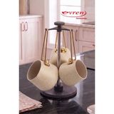 EVREN MUTFAK 4 Parça Cream(Krem) Granit Cezve Seti (350-600-750 ml Cezve + Stant)