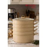 EVREN MUTFAK 6 Parça 30 cm Cream(Krem) Ezme Seri Buharlı Pişirici, Mantı Tencere Seti 7,5 Lt