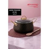 EVREN MUTFAK 9 Parça Gold Stone (Black) Granit Bakraç Tencere Seti Yapışmaz Taban - Siyah