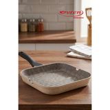 EVREN MUTFAK Kare Izgara Tava 28CM,İNDÜKSİYON Tabanlı Non-Stıck 28CM Tava - Krem