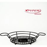 EVREN MUTFAK Oval Sosluklu Sunum Sepeti 25X18 Cm, Horeca Burger Patates Kızartma Ekmek Oval Sosluklu Sunum Sepeti 25X18CM - Siyah