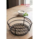 EVREN MUTFAK Yuvarlak Ekmek Sepeti 17x6 Cm, Horeca Patates Kızartma Ekmek Sunum Sepeti 17 cm - Siyah