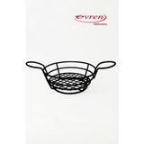 EVREN MUTFAK Yuvarlak Kulplu Ekmek Sepeti 17X6 Cm, Horeca Patates Kızartma Ekmek Sunum Sepeti 17X6 cm - 21x6 - Siyah