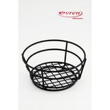 EVREN MUTFAK Yuvarlak Kulplu Ekmek Sepeti 17X6 Cm, Horeca Patates Kızartma Ekmek Sunum Sepeti 17X6 cm - Siyah