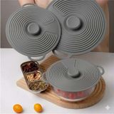 Evrensel 3'lü Tutma Saplı Silikon Tencere & Tava Kapak Seti, 20-23-28 Cm, Toprak - Çok Renkli