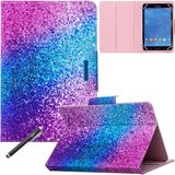 Evrensel 8 inç Tablet Kılıfı, iPad Mini / Galaxy Tab 8.0 Tablet / Amazon Kindle Fire HD HDX Diğer 8.0 Tablet için Kart/Para Yuvaları ile Newshine Manyetik Kapatma Katlanır Stand Kapak - Mavi Mor