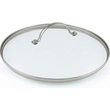 Evrensel Cam Kapak, Kızartma Tavası ve Tencere Için, Paslanmaz Çelik Saplı, Bulaşık Makinesinde Yıkanabilir – 20 Cm, Şeffaf - Ahşap - 1,8 L