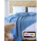 Evrizon Çift Kişilik Dama Desenli Pike. Damalı Otel Pikesi 200 x 230 - Mavi - PİKE