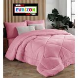 Evrizon Tek Kişilik Çift Taraflı Ranfors Pamuk Silikon Yorgan 155X215 cm - 155 x 195 cm - Pembe