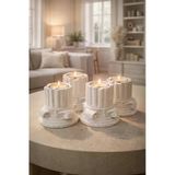 EVROSİ Lycia Aeterna – 4’lü Dekoratif Antik Sütun Tealight Mumluk Seti 7,5cm