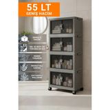 Evsane 55 Lt Geniş Hacimli Organizer Dolap - 4 Bölmeli 127 cm Çok Amaçlı Banyo ve Mutfak Düzenleyici - Antrasit