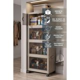 Evsane 55 Lt Geniş Hacimli Organizer Dolap - 4 Bölmeli 127CM Çok Amaçlı Banyo ve Mutfak Düzenleyici - Beyaz