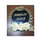 Evsay Ahşap Ve Pleksili Kapı Süsü, Duvar Süsü, Duvar Dekoru, Gold Aynalı Pleksi 28cm