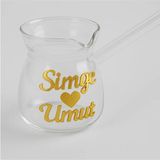 Evsay Isimli Damat Cevzesi Isimli Söz Nişan Cezvesi Kabartma Yazılı Pleksili Isıya Dayanıklı Cam Cezve Gold Yazi - Gümüş