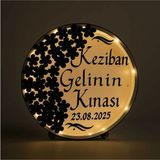 Evsay Isimli Ledli Gelin Tefi 3boyut Taşlı Kına Nedime Bride Parti Defi Çalgılı Alet Zilli Şeffaf Def Siyah
