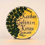 Evsay Isimli Ledli Gelin Tefi 3boyut Taşlı Kına Nedime Bride Parti Defi Çalgılı Alet Zilli Şeffaf Def Zümrüt Yeşili