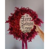 Evsay Isme Özel Kına Gelin Tefi Deri Tef Vurmalı Çalgı Def Kına Defi Otrişli Deri Tef Zümrüt Yeşil Bordo
